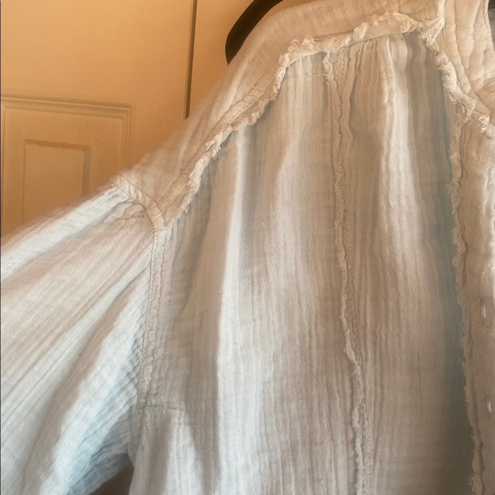 Free People NWT Valley 100% Cotton Vneck Doublecloth Button-Up Shirt - Picture 7 of 15